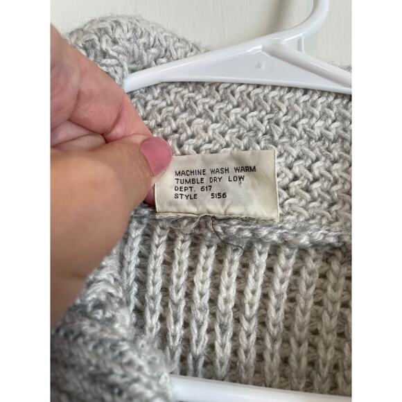 Sears Vintage Cardigan Sweater Wool Blend Gray Buttons Collar Pockets Small - Picture 6 of 7